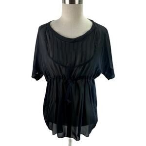 Alexandre Herchcovitch | Small | Silk Semi-Sheer Short Sleeve Tie-Waist Blouse